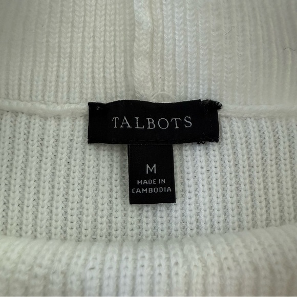 Women’s Talbots Stripe Shaker Stitch Funnel Neck Shell Mock Neck Sweater Medium - Picture 13 of 16